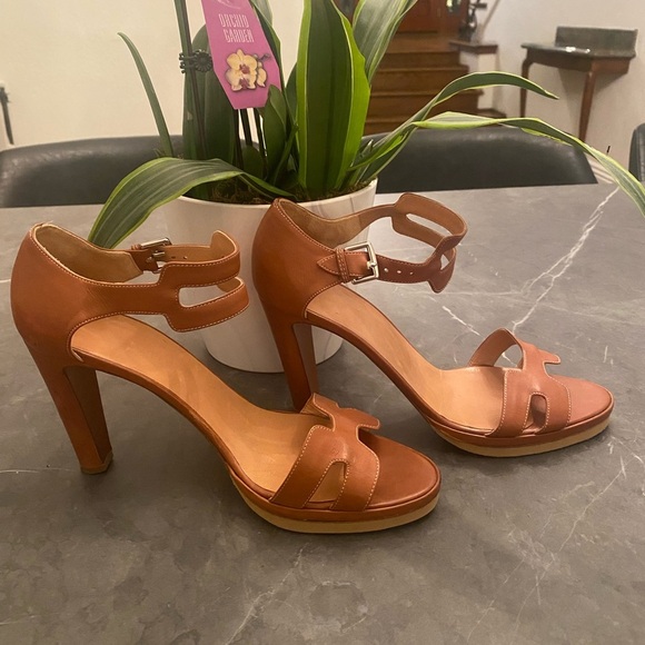 Vintage Hermès H-Strap Leather Heeled Sandals Size 39 – Authentic - Picture 3 of 7